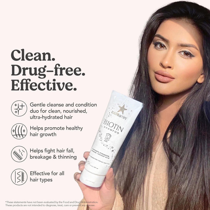 HAIRtamin Biotin & Botanicals Shampoo 236ml Hair Strengthening Hydrating Cleanser