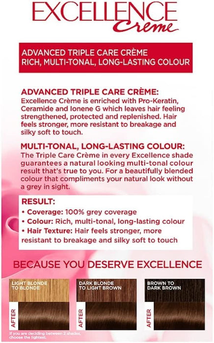 L'Oreal Excellence CremePermanent Hair Colour Dye - 5 Natural Brown