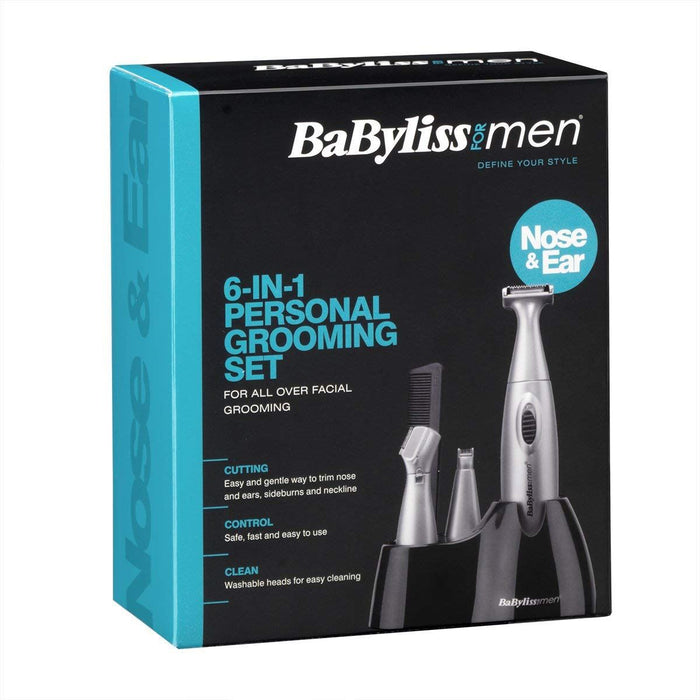 BaByliss 6 in 1 Facial Hair Grooming Kit - Nose Ear And Face Trimmer