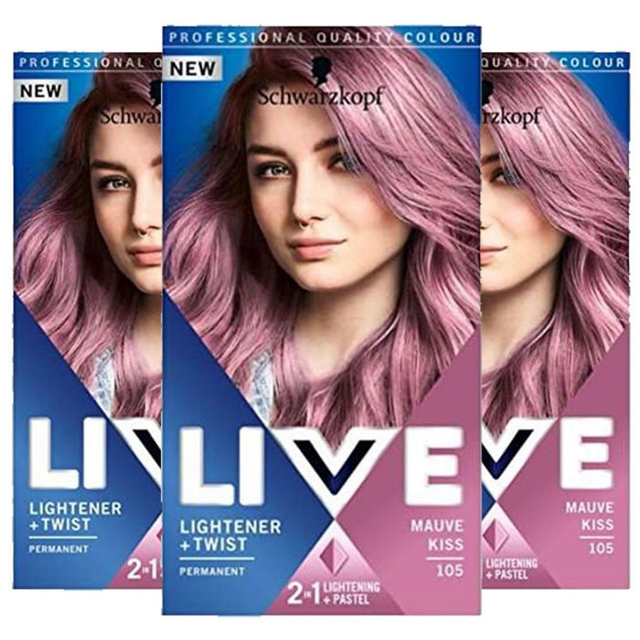 Schwarzkopf Live Hair Colour Lightener & Twist 105 Mauve Kiss x 3