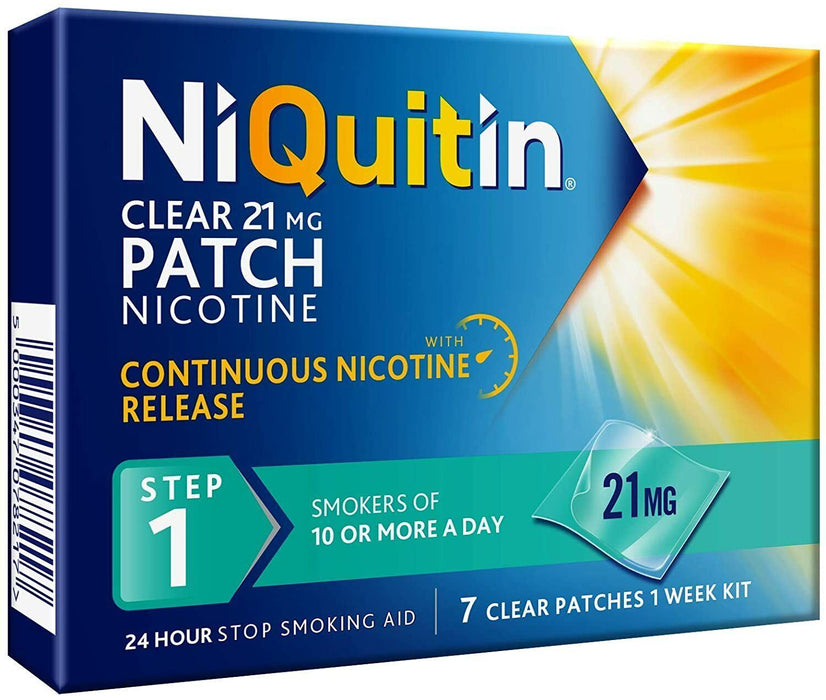 NiQuitin Nicotine Patch Invisible 21mg Step 1 24h Craving Control 1 Weeks Worth