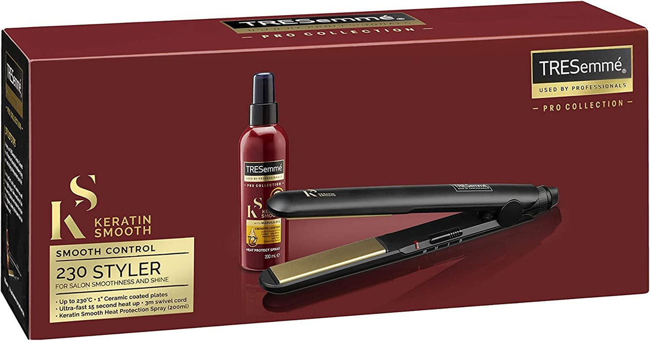 TRESemme 2066BU Hair Straightener Keratin Smooth 230 Styler With Spray