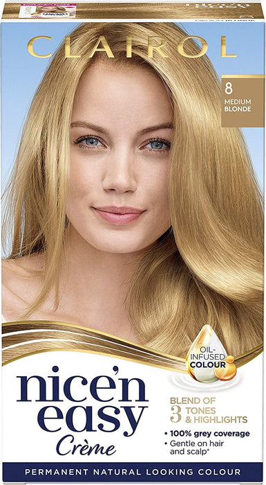 Clairol Nice n Easy Permanent Hair Dye Medium Blonde 8