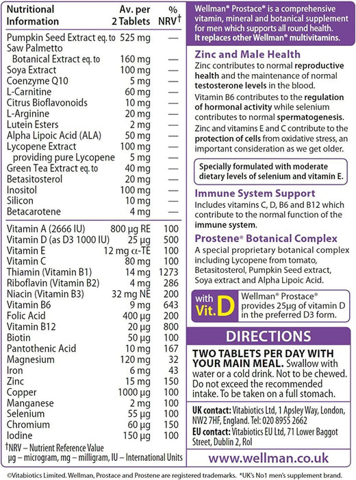 VITABIOTICS WELLMAN PROSTACE - 60 TABLETS 3for2