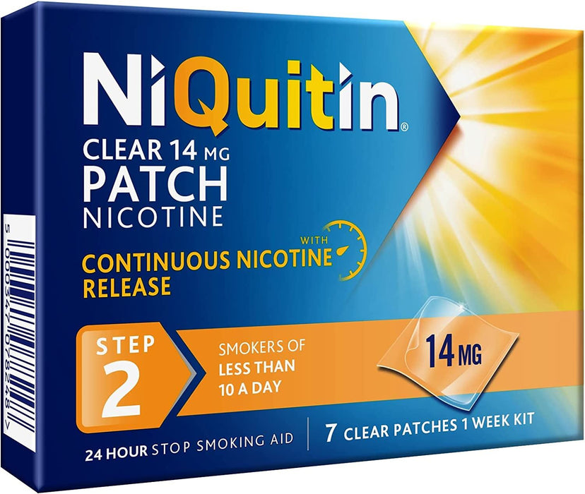 Niquitin Nicotine Patch Invisible 14mg Step 2 24h Craving Control 7 Patches