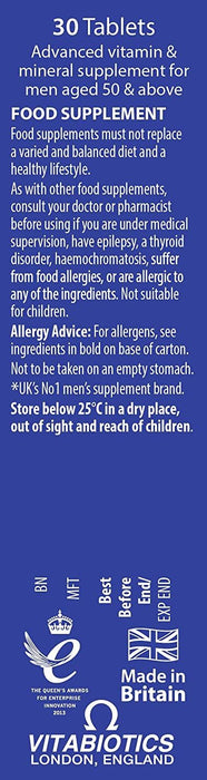 VITABIOTICS WELLMAN 50+ - 30 TABLETS 3for2