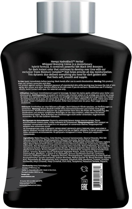 Hempz Hydro Black Tanning Lotion 50x Black Bronzer Triple Moisture