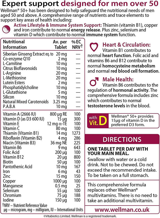 VITABIOTICS WELLMAN 50+ - 30 TABLETS 3for2
