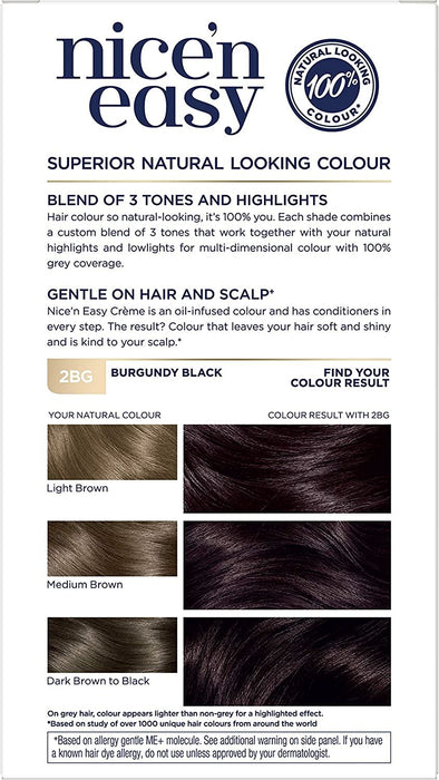 Clairol Nice n Easy Creme Permanent Hair Dye - Burgundy Black 2BG