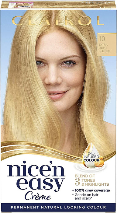 Clairol Nice n Easy Permanent Hair Dye Extra Light Blonde 10