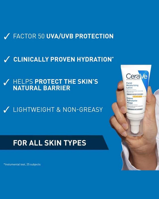 CeraVe Facial Moisturising Lotion AM SPF 50 Normal to Dry Skin 52ml