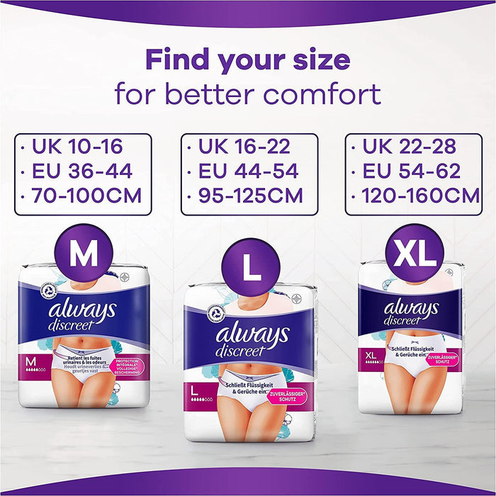 Always Discreet Heavy Pants Triple Layer Incontinence Underwear - Large x10