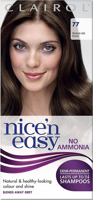 Clairol Nice & Easy Hair Colour Dye No Ammonia - 77 Medium Ash Brown