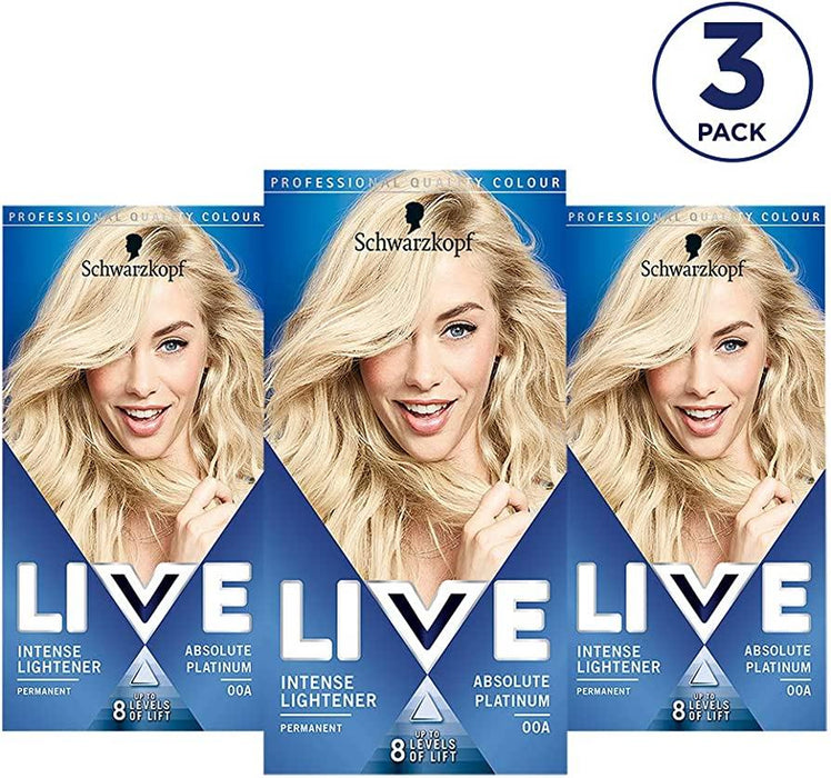 Schwarzkopf Live Hair Colour 00A Absolute Platinum - Pack Of 3
