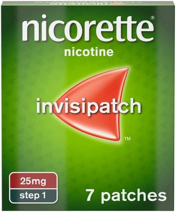Nicorette Step 1 Invisi 25mg Patch 7 Nicotine Patches - Stop Smoking Aid