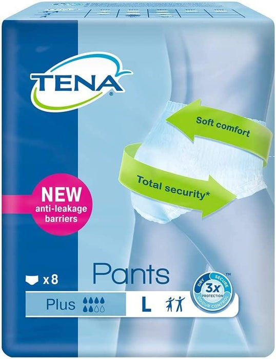 Tena Incontinence Pants Plus With Odour Neutraliser - Large Pack of 8