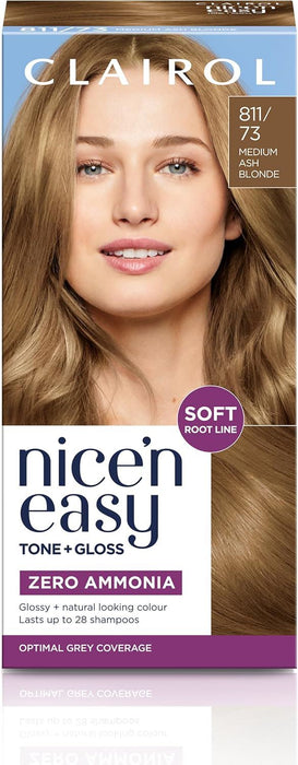 Clairol Nice’n Easy Tone + Gloss 811/73 Medium Ash Blonde – Hair Colour & Shine
