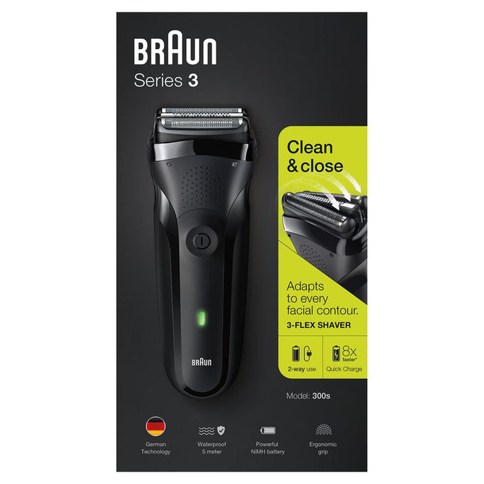 Braun Series 3 300s Electric Shaver - Wet & Dry Waterproof Rechargeable Use