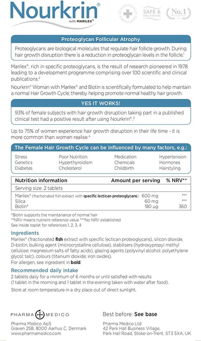 Nourkrin Woman For Hair Preservation Hair Loss Or Thinning 3 Month 180 Tablets
