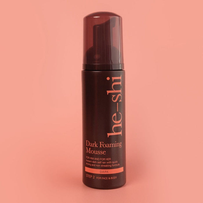 He-Shi Self Tanning Mousse Dark Instant Streak Free Face Body Fake Tan - 150ml