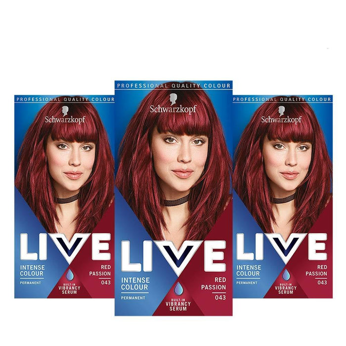 Schwarzkopf Live Hair Colour 043 Red Passion - Pack Of 3