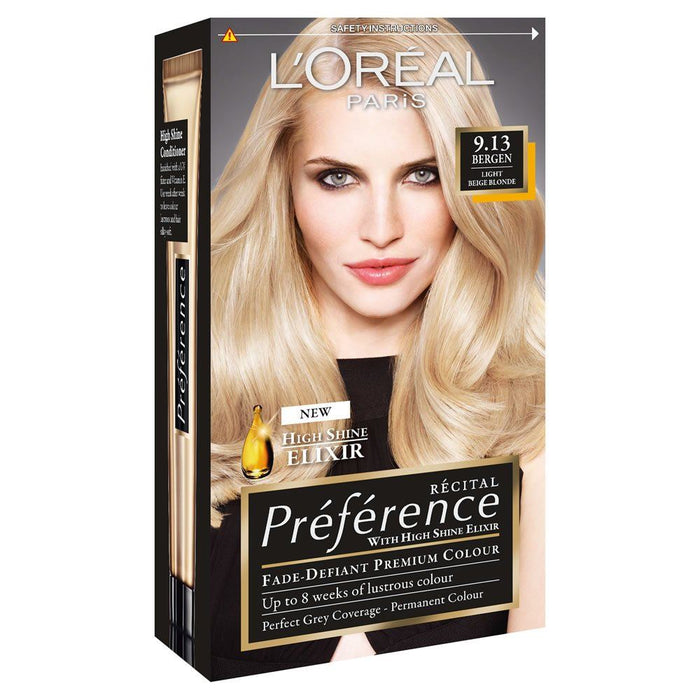 L'oreal Preference Permanent Hair Colour Dye - 9.13 Bergen Light Blonde