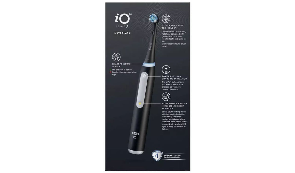 Oral-B iO 3 Electric Toothbrush With Smart Pressure Sensor - Black