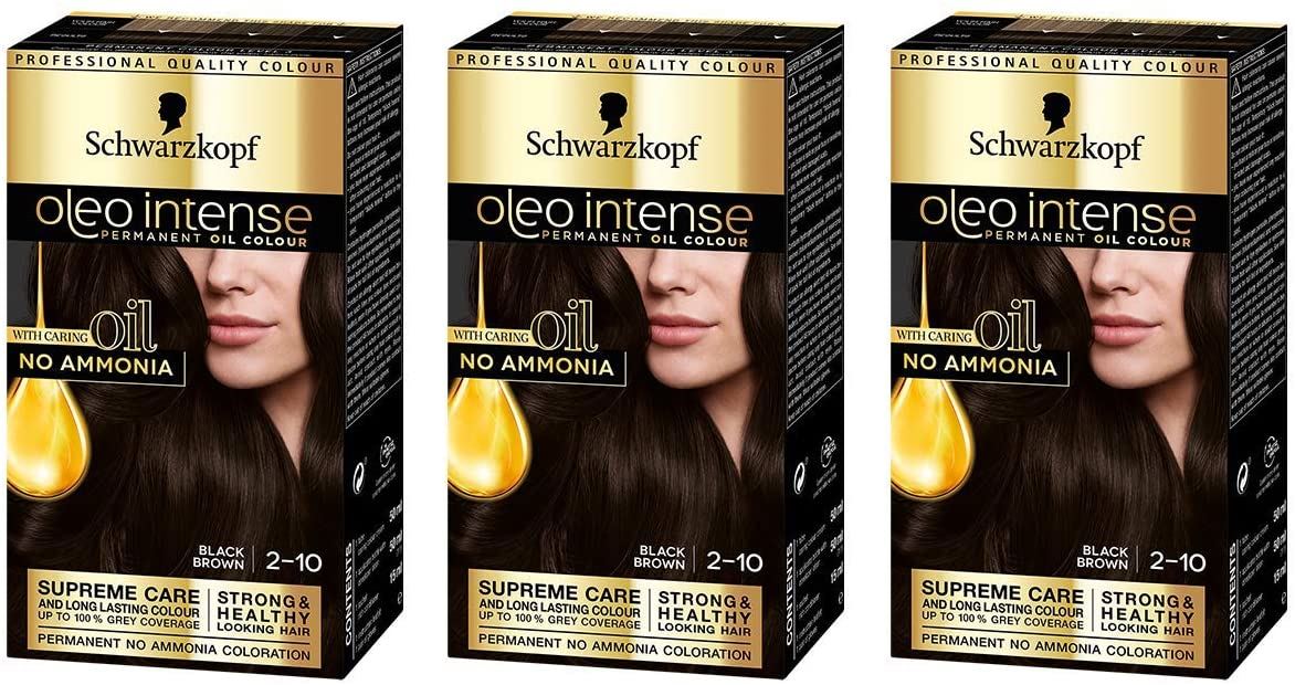 Schwarzkopf Oleo Intense Hair Colour 2-10 Black Brown - Pack Of 3