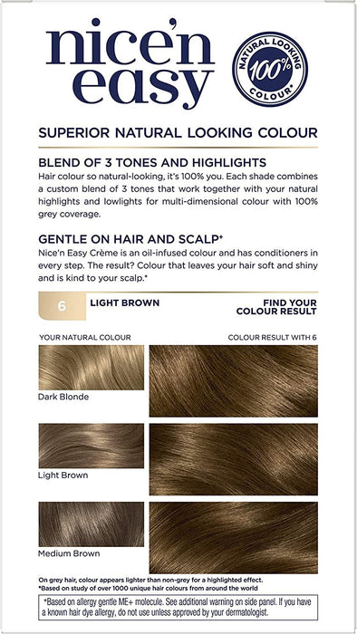 Clairol Nice n Easy Permanent Hair Dye Light Brown 6