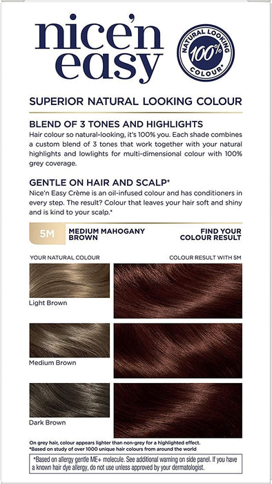 Clairol Nice n Easy Permanent Hair Dye Medium Mahogany Brown 5M