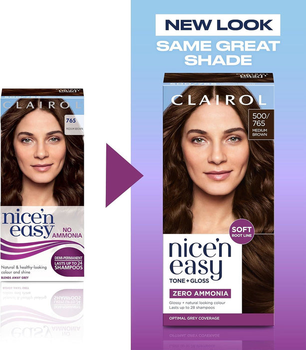 Clairol Nice’n Easy Tone + Gloss 500/765 Medium Brown – Hair Colour & Gloss