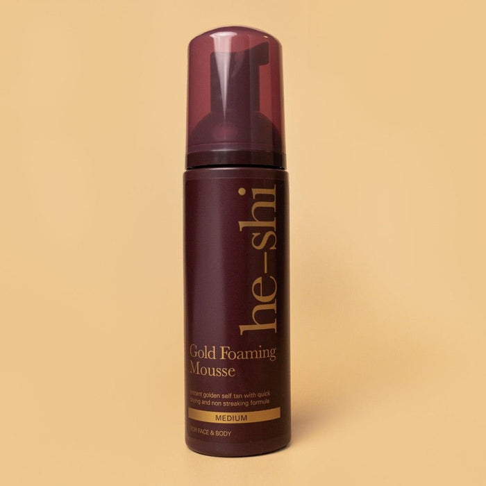 He-Shi Gold Foaming Mousse Instan Golden Self Tan For Face & Body