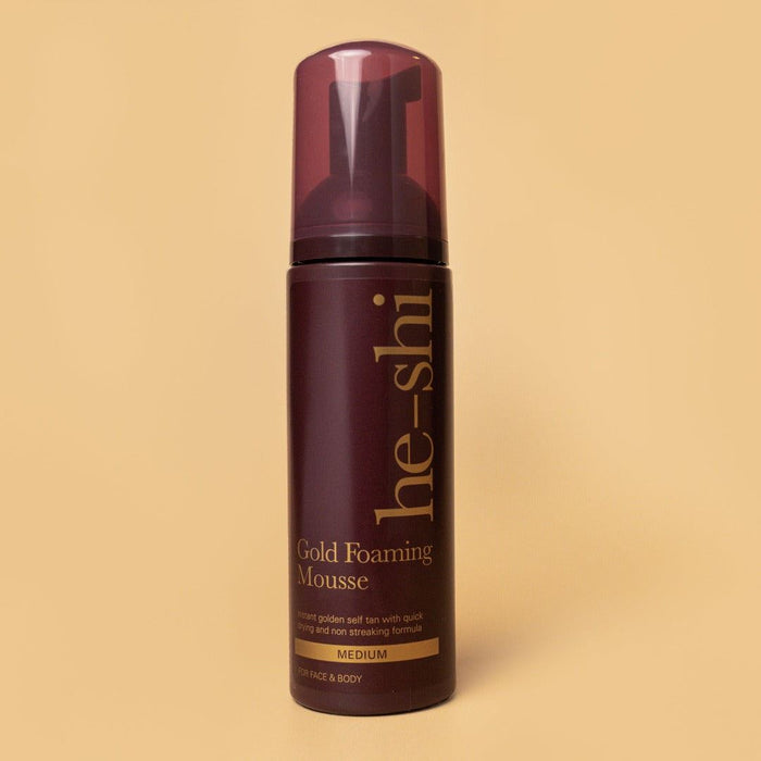 He-Shi Self Tanning Mousse Gold Instant Streak Free Body Face Fake Tan - 150ml