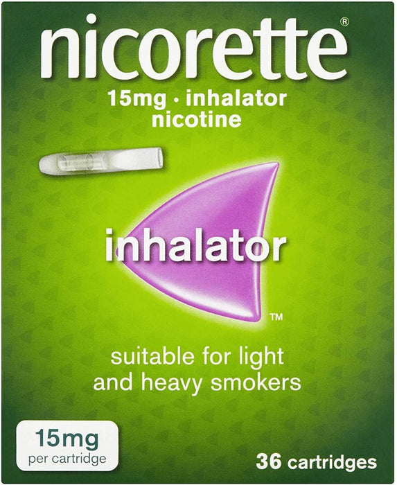 Nicorette 15mg Inhalator Nicotine 36 Cartridges Stop Smoking Aid