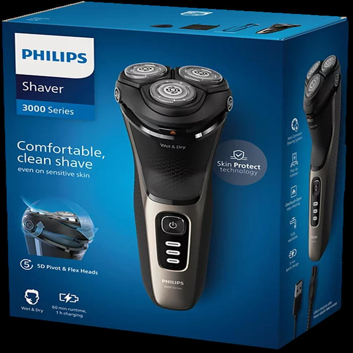 Philips Series 3000 Wet & Dry Shaver S3242/12 – 60 Min Cordless Runtime & Quick Charge