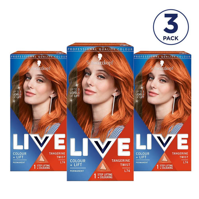 Schwarzkopf Live Hair Colour & Lift L74 Tangerine Twist - Pack Of 3