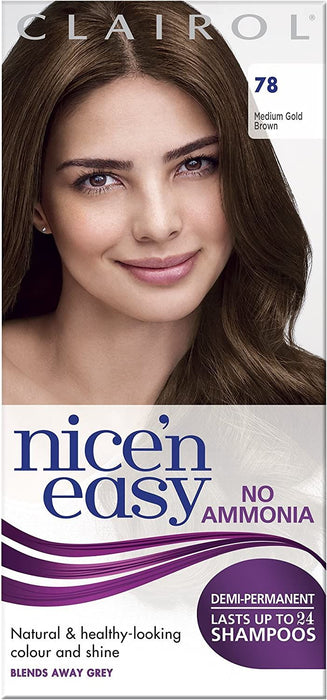 Clairol Nice & Easy Hair Colour Dye No Ammonia - 78 Medium Gold Brown