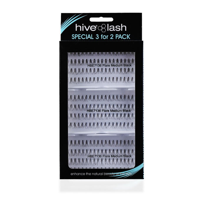 Hive Of Beauty Triple Pack Medium Black Flare Eyelashes Individual Lashes