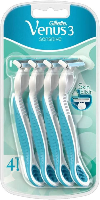 Gillette Venus 3 Sensitive Womens Replaceable Razors - Pack of 4