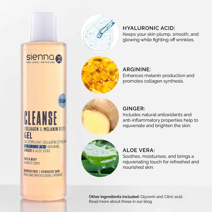 Sienna X Cleanse Collagen & Melanin Boosting Gel Wash Vegan Body Cleanser