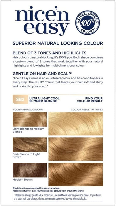 Clairol Nice n Easy Hair Dye -Ultra Light Natural Beach Blonde SB2