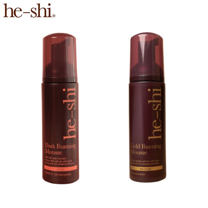 He-Shi Gold Foaming Mousse Instan Golden Self Tan For Face & Body