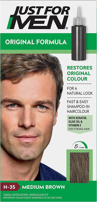 Just For Men Original Formula Hair Dye Medium Brown  H35 Olive Oil & Vitamin E