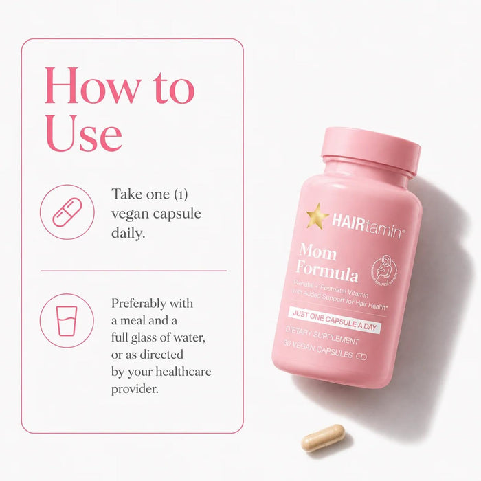HAIRtamin MOM 30 Vegan Capsules Prenatal Hair Vitamins Biotin Nutrient Support Plus