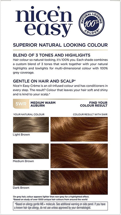 Clairol Nice n Easy Permanent Hair Dye Medium Warm Auburn 5WR