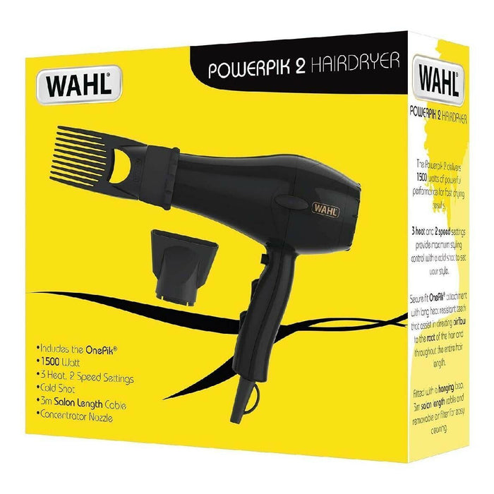 Wahl ZY017 PowerPik 2 Turbo Hair Dryer with Afro Comb Pik Attachment Fast Drying