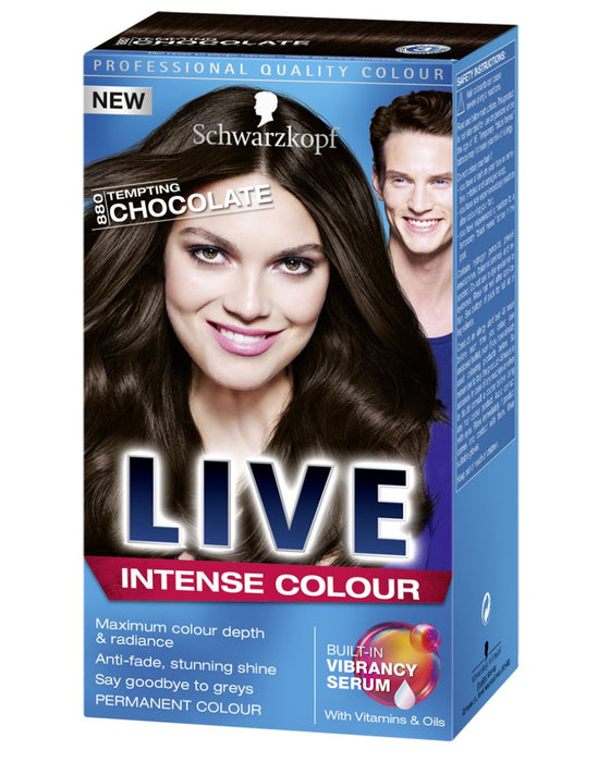 Schwarzkopf LIVE Intense 880 Tempting Chocolate Pro Permanent Hair Colour Dye x1