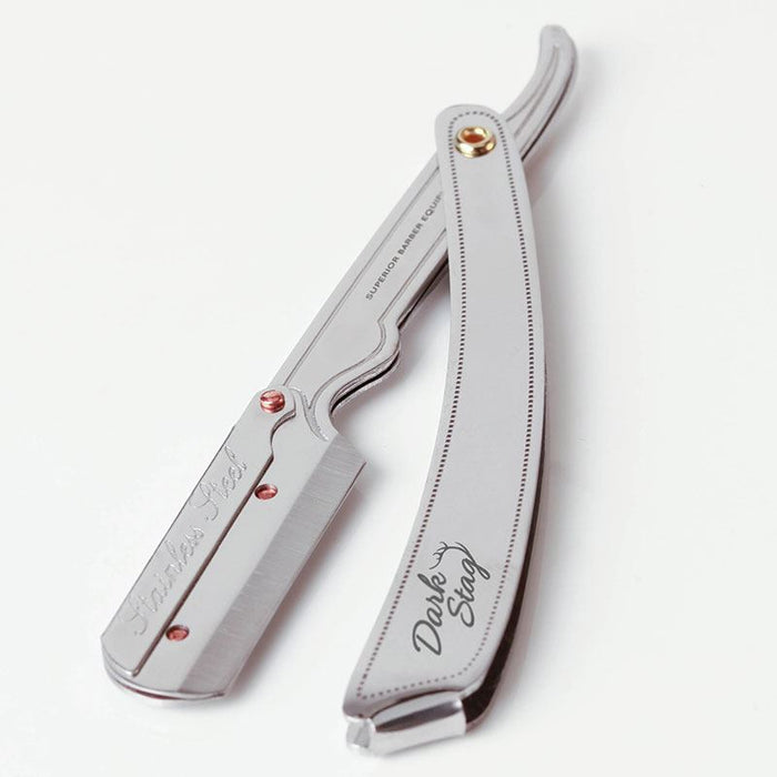 Dark Stag Barber Straight Razor Shavette Premium Steel Handle