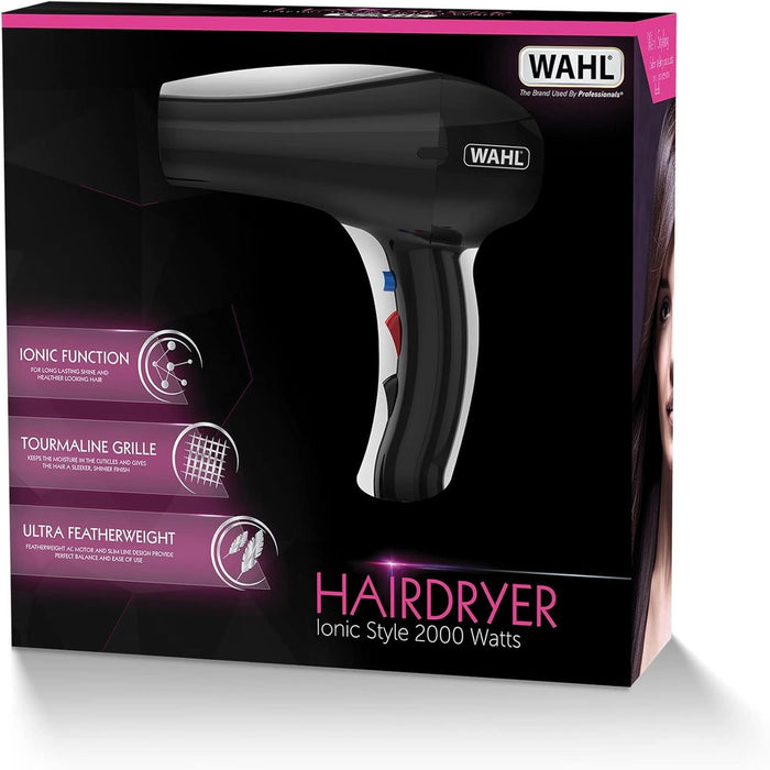 Wahl ZY141 Ionic Style Hair Dryer Powerful 2200W Ionic Blow Dryer with Nozzle