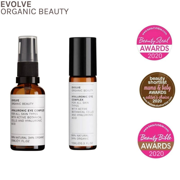 Evolve Beauty Hyaluronic Eye Gel Organic Cucumber Reduce Dark Circles 10/30ml